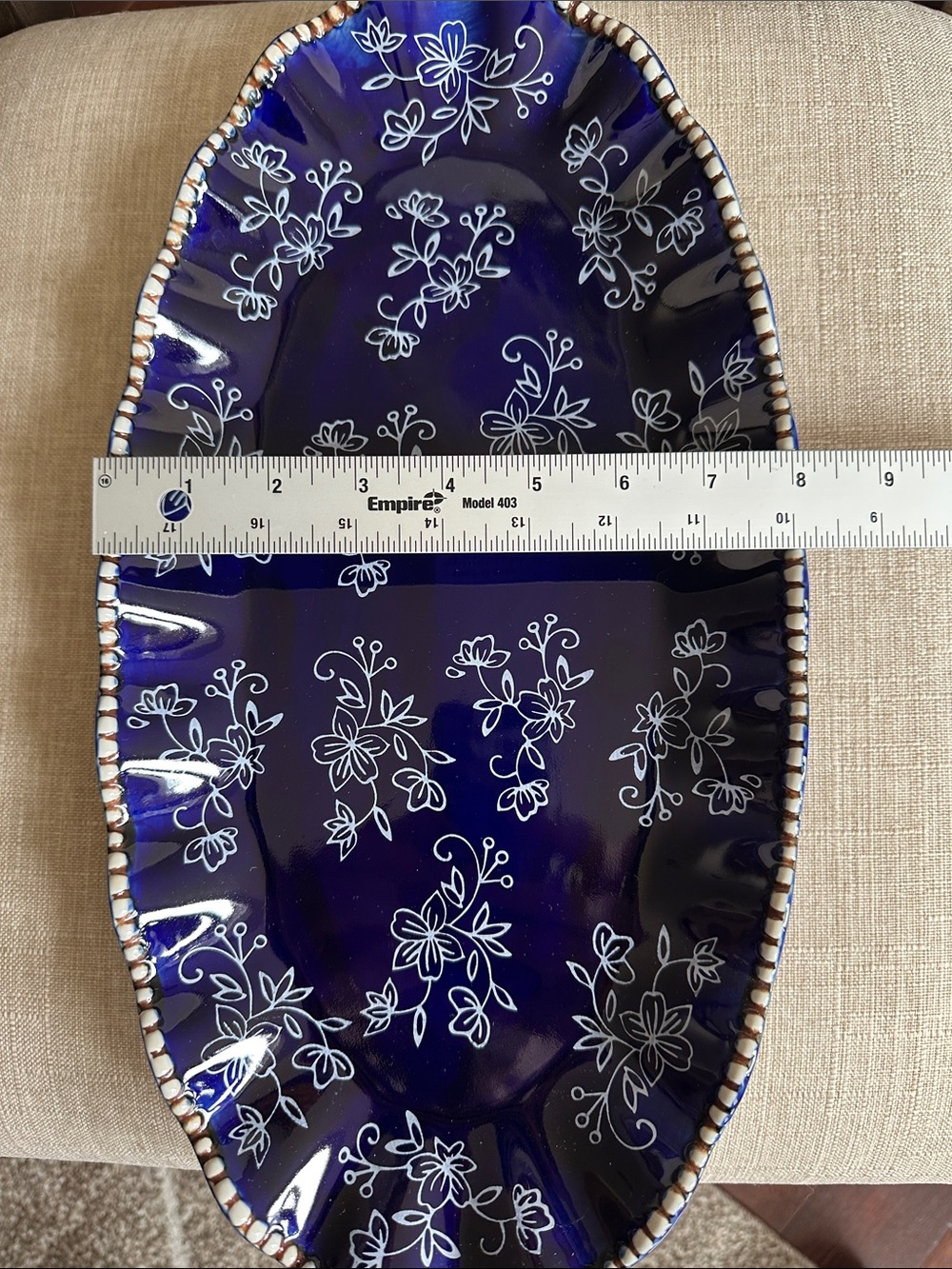 Temp-Tations by Tara Blue Floral Lace Ceramic Serving Platter - Picture 7 of 7